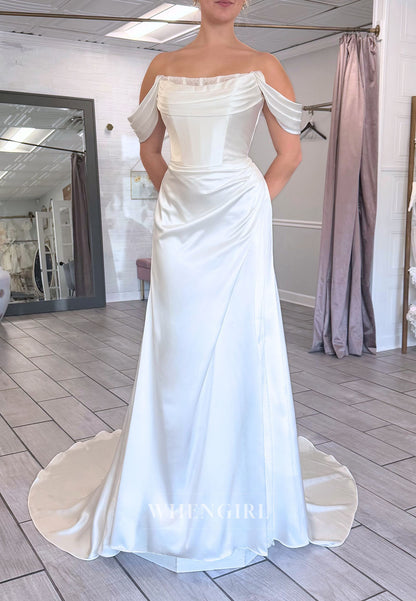 Off-the-Shoulder Corset Satin Wedding Dress