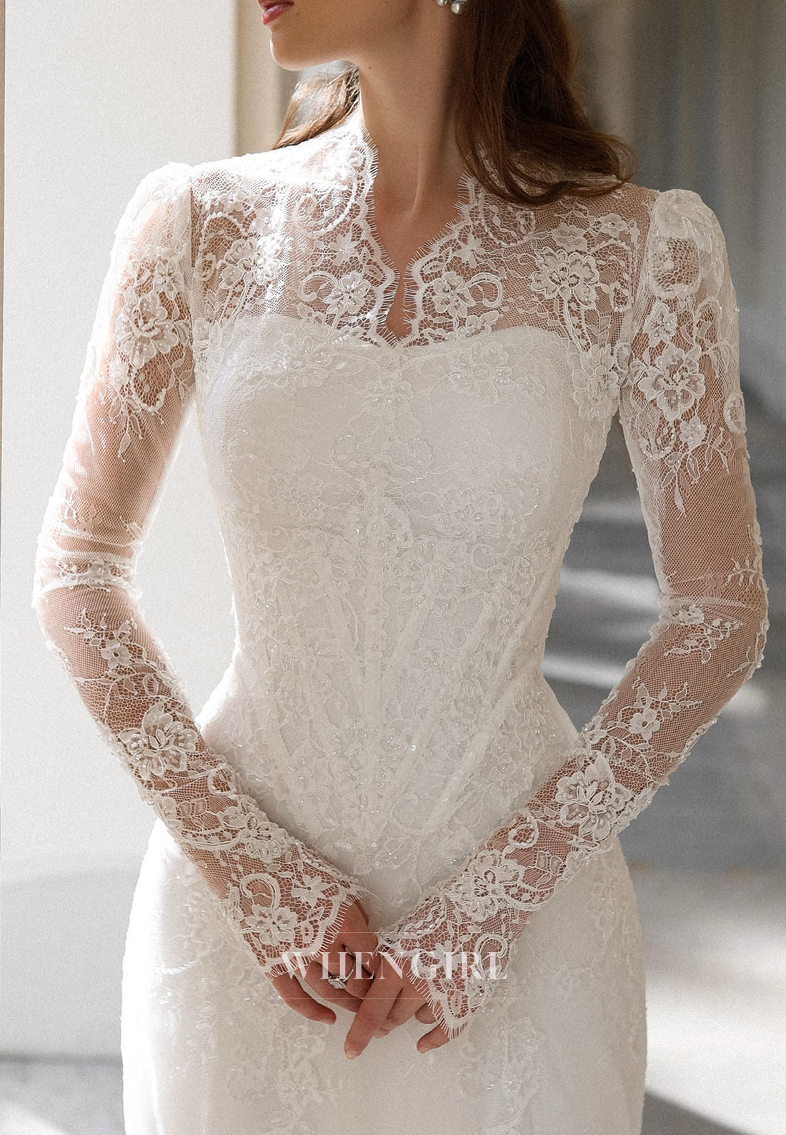 Lace Long Sleeve Sheath Wedding Dress