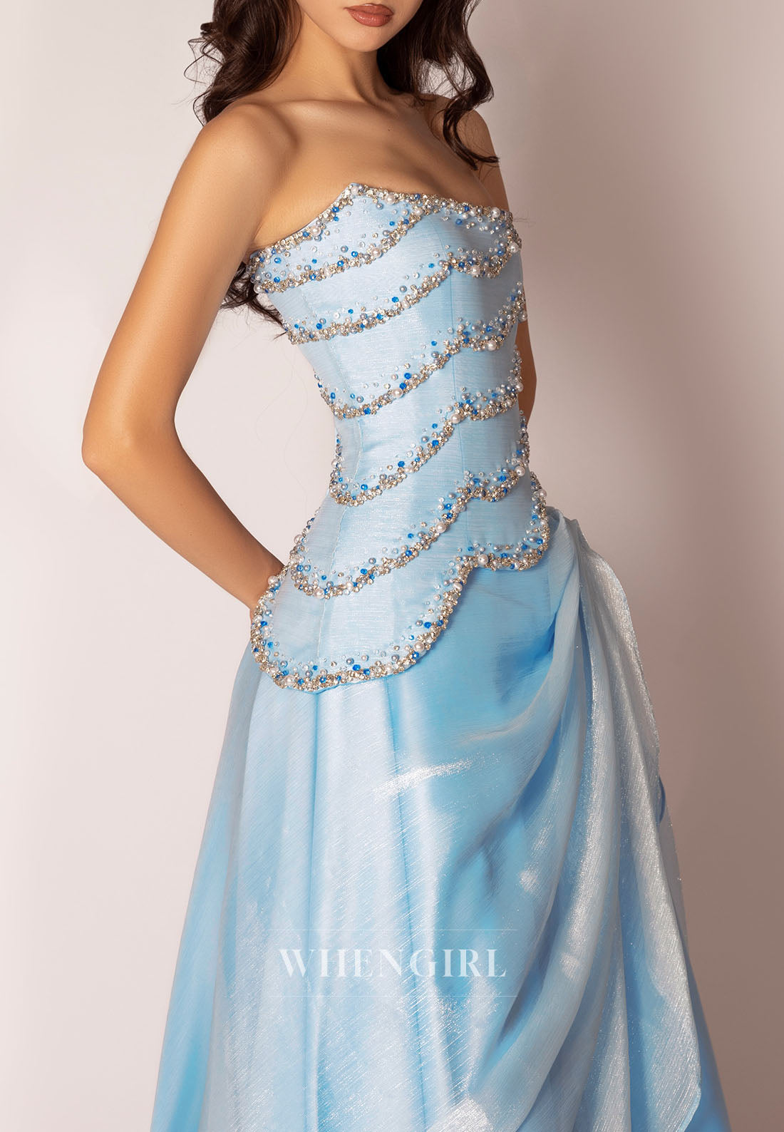 Strapless Beaded Corset Evening Gown