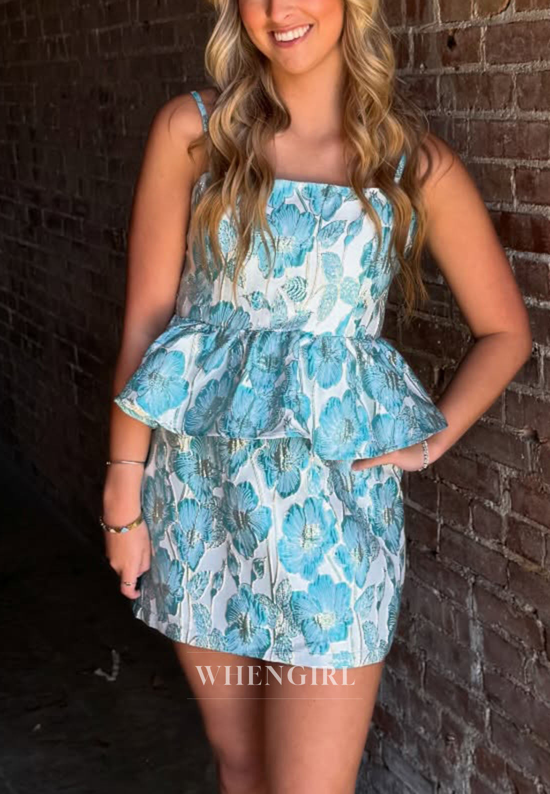 Floral Jacquard Peplum Two-Piece Set