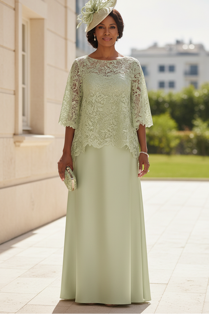 Lace Overlay Wide-Leg Formal Pantsuit