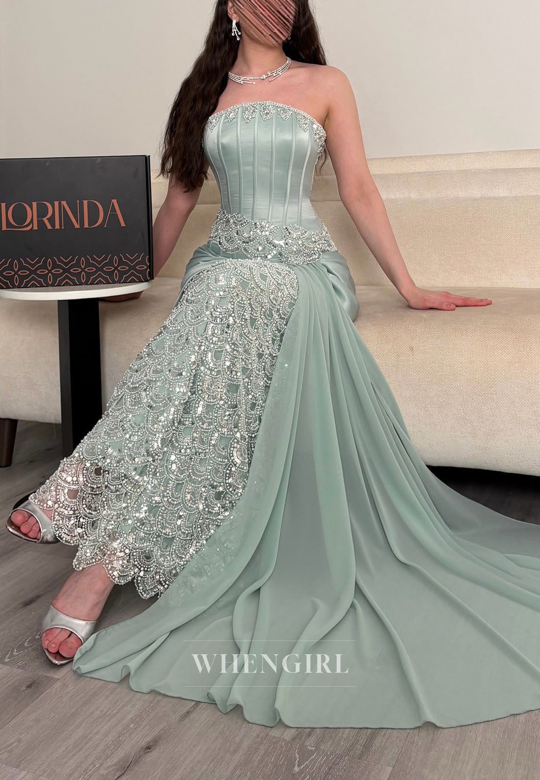 Strapless Corset Gown with Draped Sash