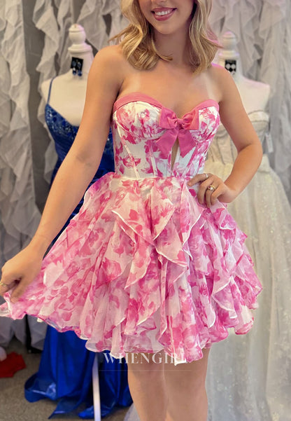Strapless Tiered Ruffle Corset Mini Dress