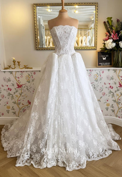 Strapless Lace Corset Ball Gown Wedding Dress
