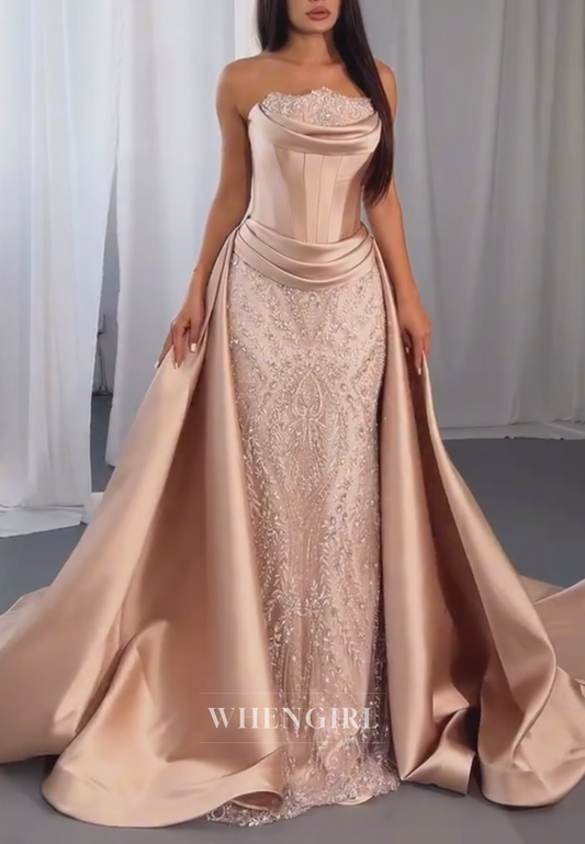 Strapless Corset Evening Gown with Overskirt