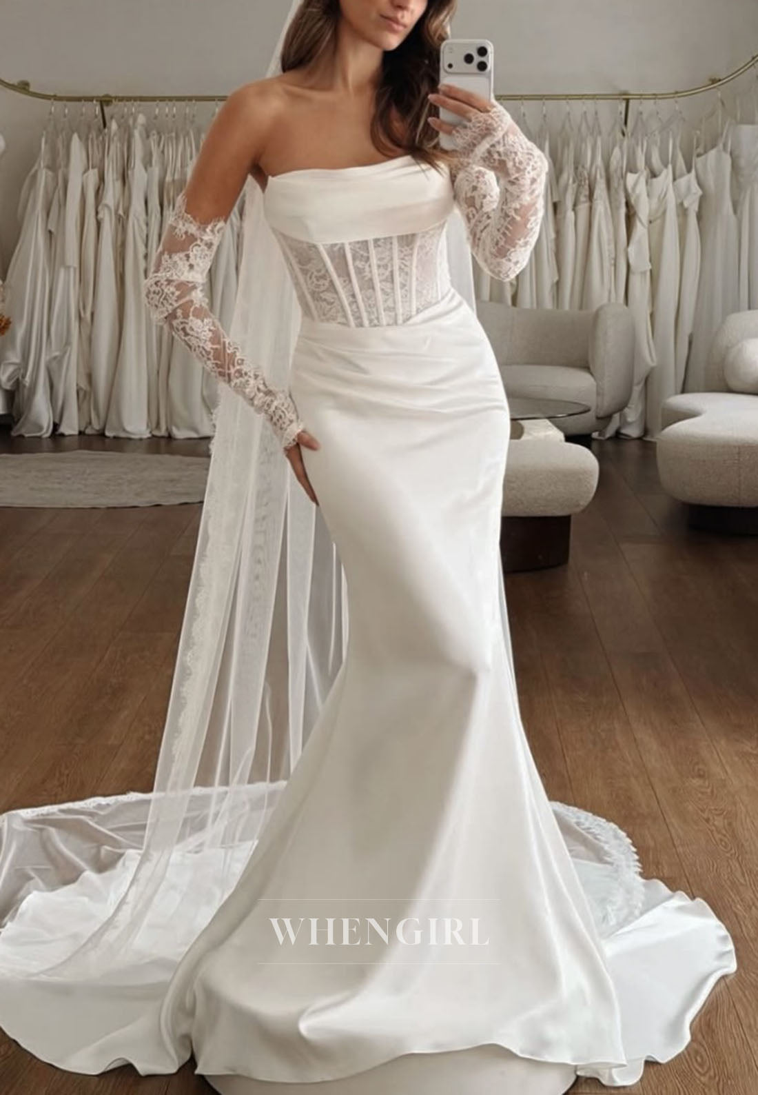 Strapless Sheath Corset Wedding Dress with Train