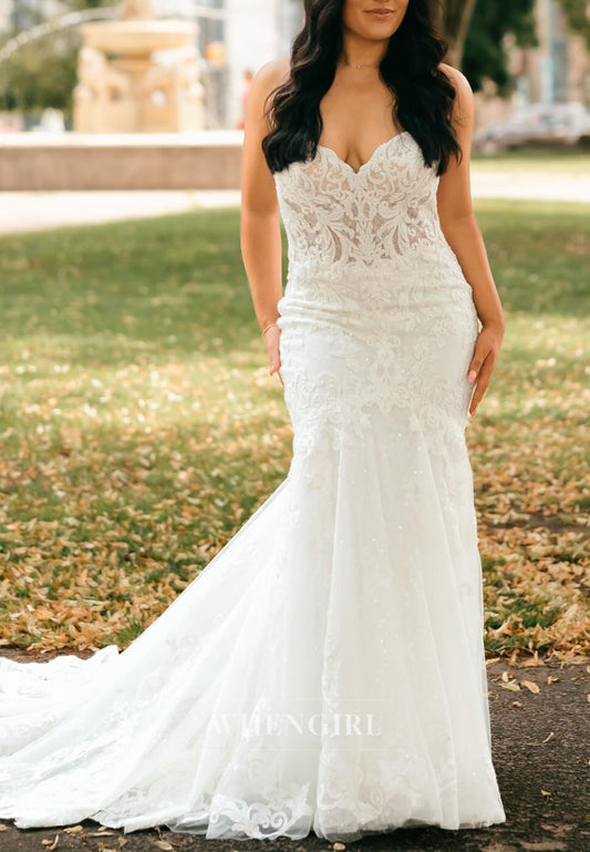 Strapless Sweetheart Lace Mermaid Wedding Gown