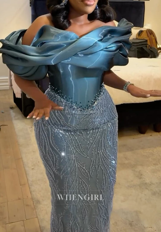 Off-the-Shoulder Sculpted Corset Mermaid Evening Gown