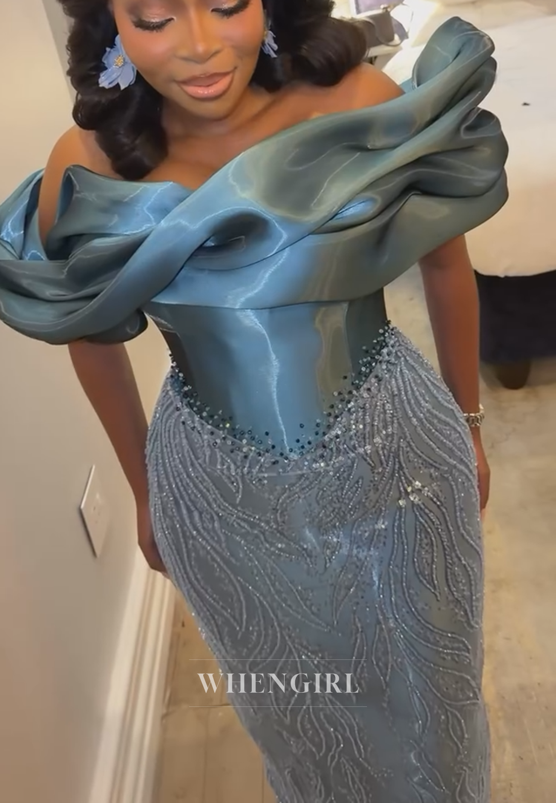 Off-the-Shoulder Sculpted Corset Mermaid Evening Gown