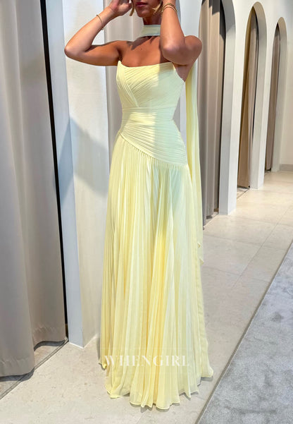 Strapless Ruched Maxi Dress with Scarf