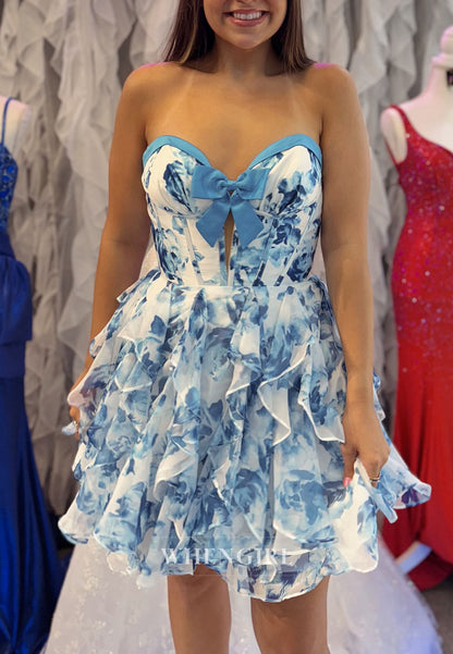 Strapless Tiered Ruffle Corset Mini Dress