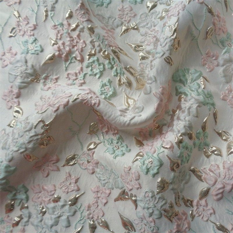 Floral Jacquard A-Line Maxi Dress with Collar