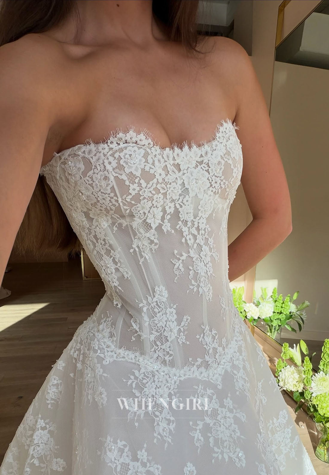 Strapless Corset Lace A-Line Wedding Dress