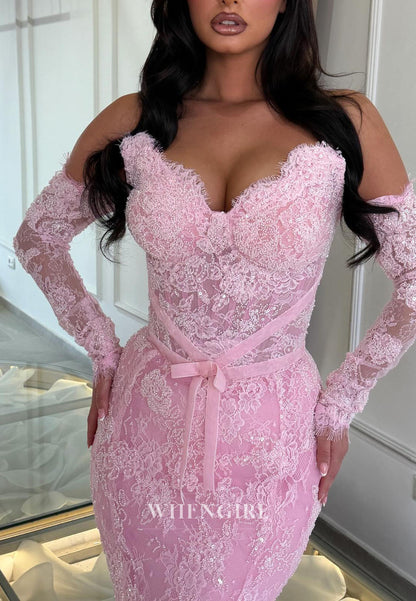 Off-the-Shoulder Long Sleeve Lace Mermaid Gown