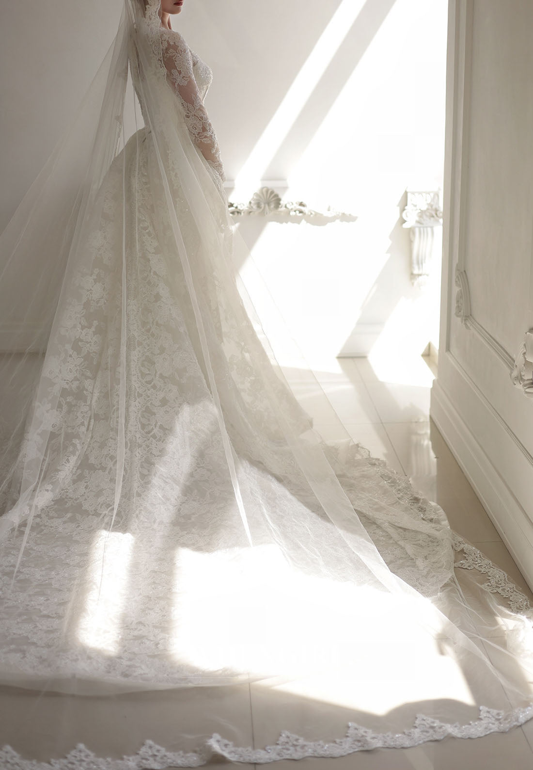 Lace A-Line Wedding Dress with Long Sleeves