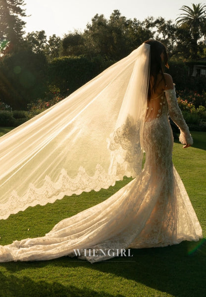 Off-Shoulder Lace Mermaid Wedding Dress
