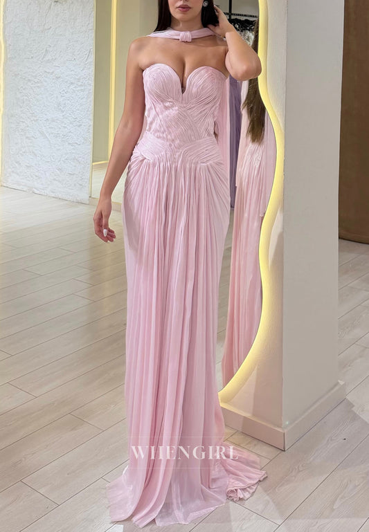 Strapless Pleated Gown with Cut-Out Back
