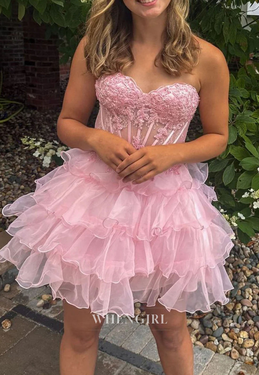 Strapless Sweetheart Tiered Ruffle Corset Mini Dress