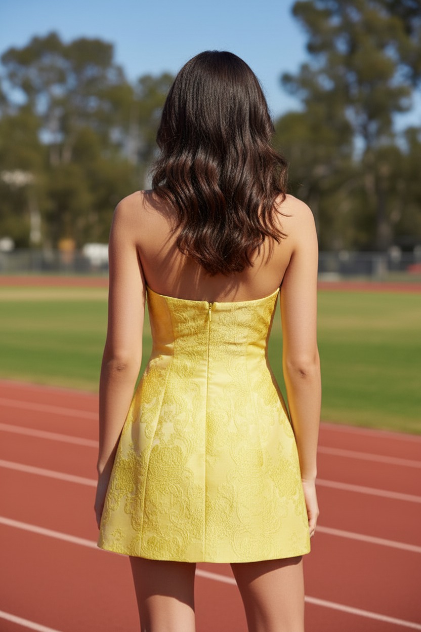 Jacquard Halter Neck Fit and Flare Mini Dress
