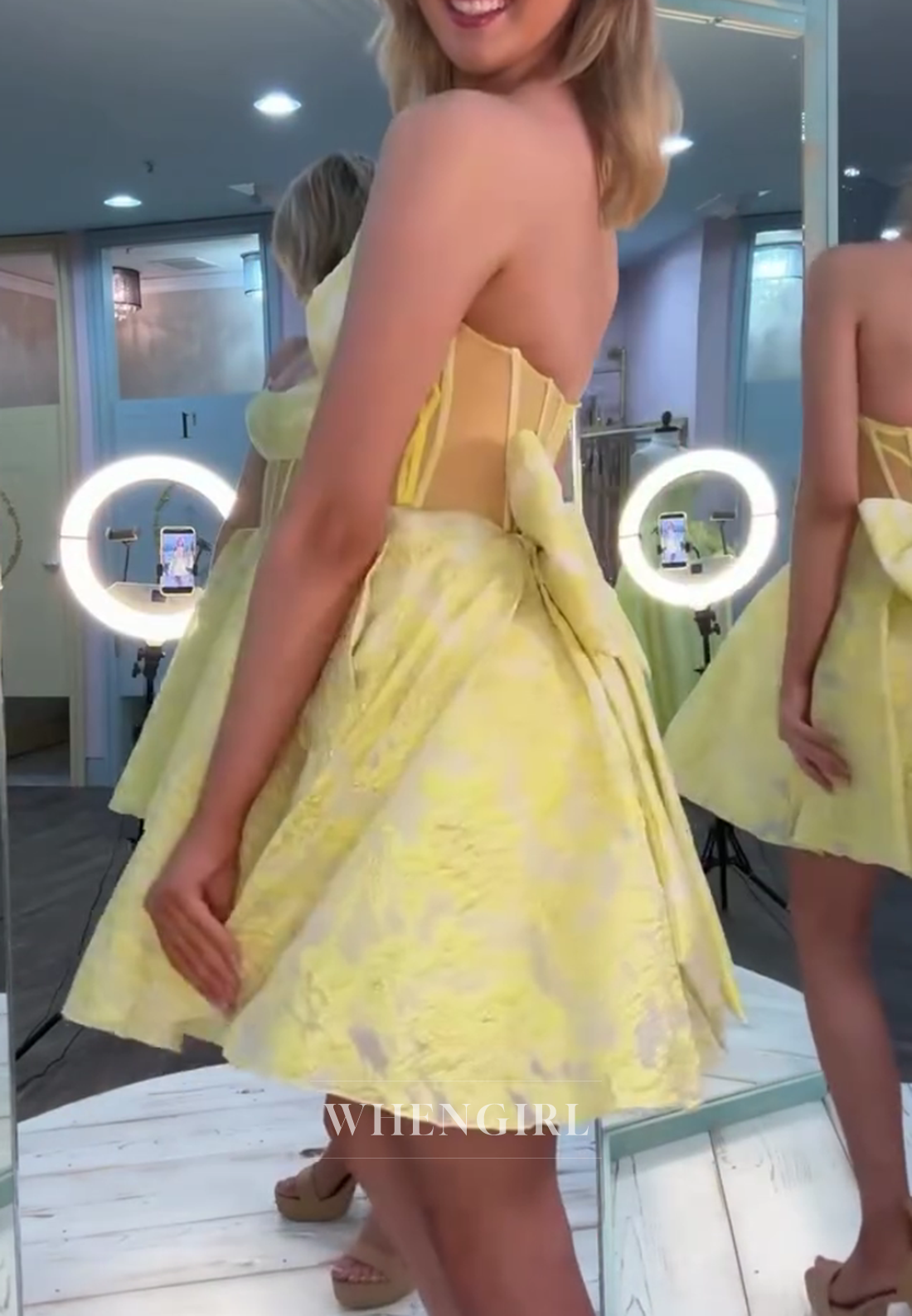 Strapless Corset A-Line Mini Dress with Back Bow