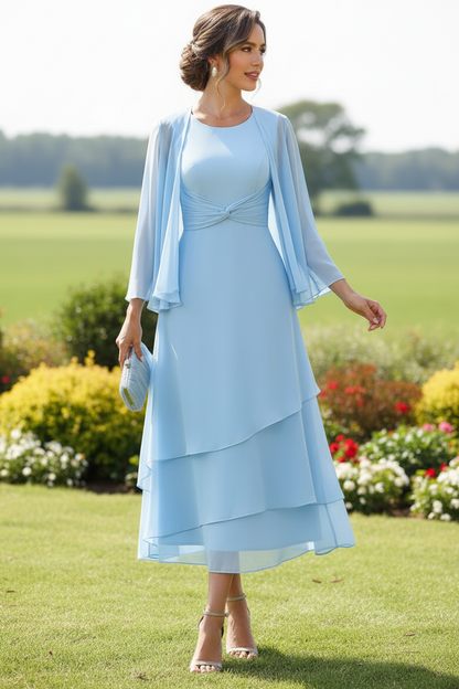 Layered Chiffon Midi Formal Dress