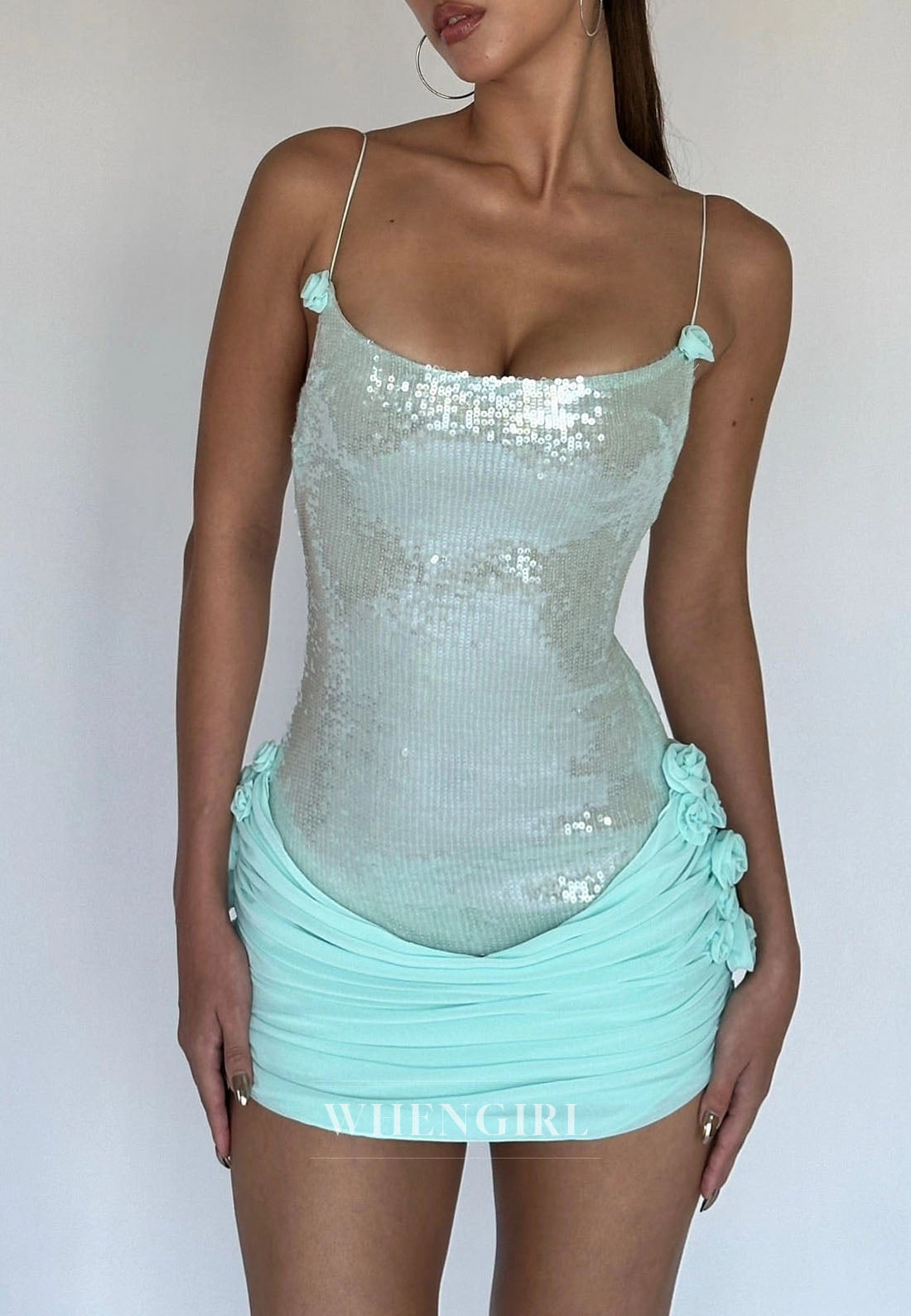 Sequin Corset Mini Dress with Ruched Skirt