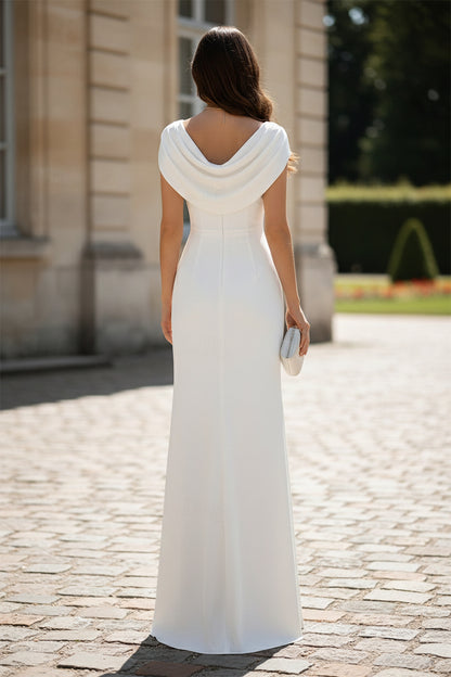 Cowl Neck Sheath Evening Gown with Draped Back