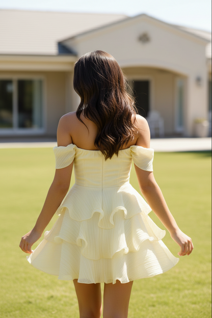 Off-the-Shoulder Tiered Ruffle Mini Dress