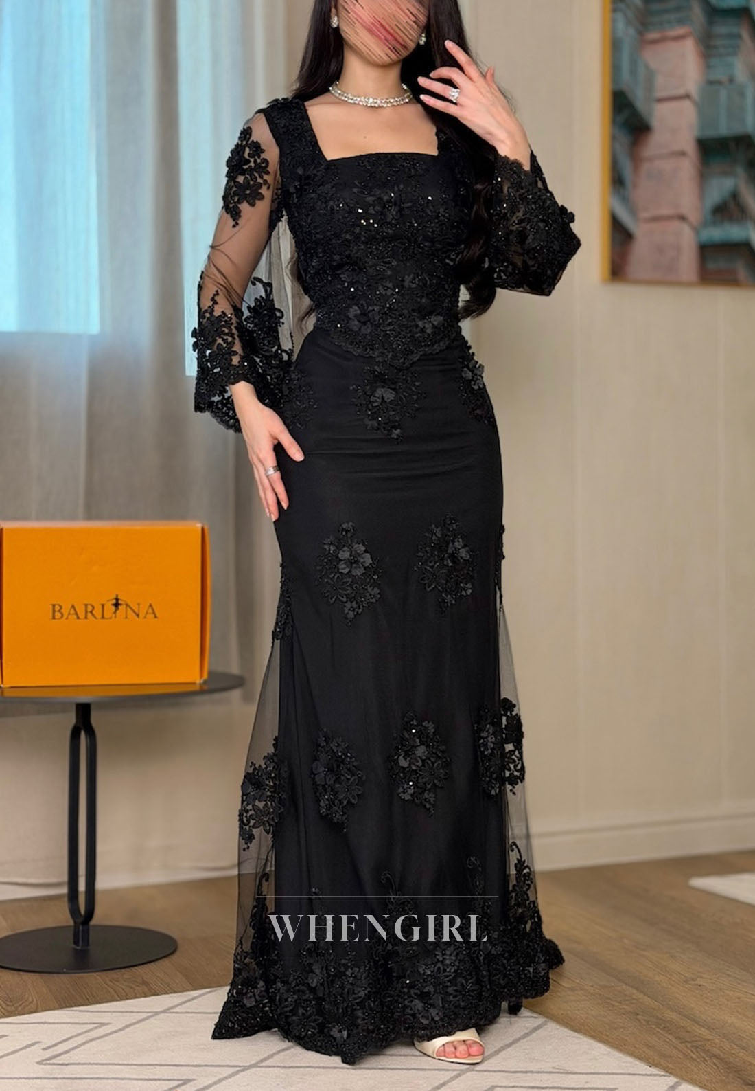 Embellished Mermaid Evening Gown with Train