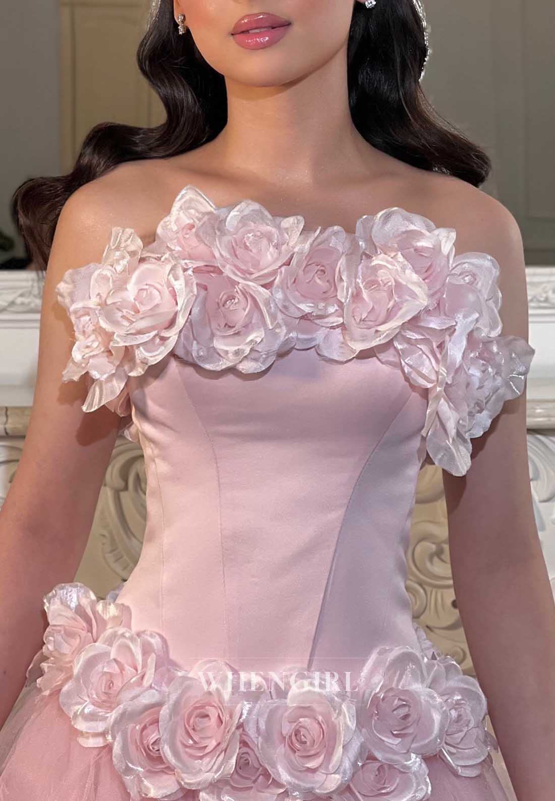 Strapless 3D Floral Corset Tulle Ball Gown