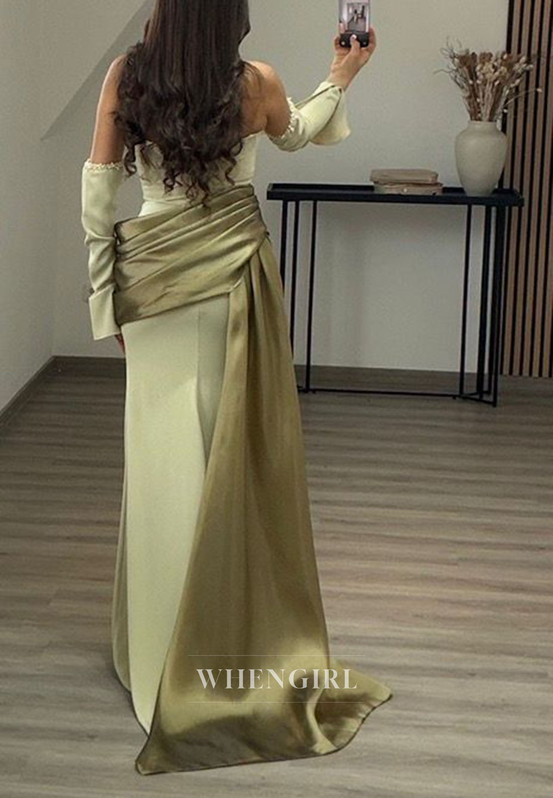Off Shoulder Mermaid Gown with Draped Overskirt