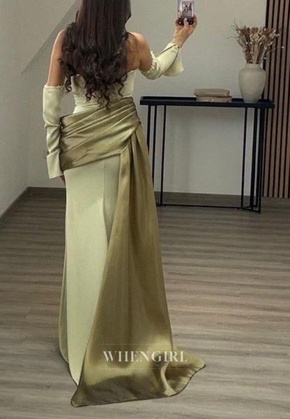 Off Shoulder Mermaid Gown with Draped Overskirt