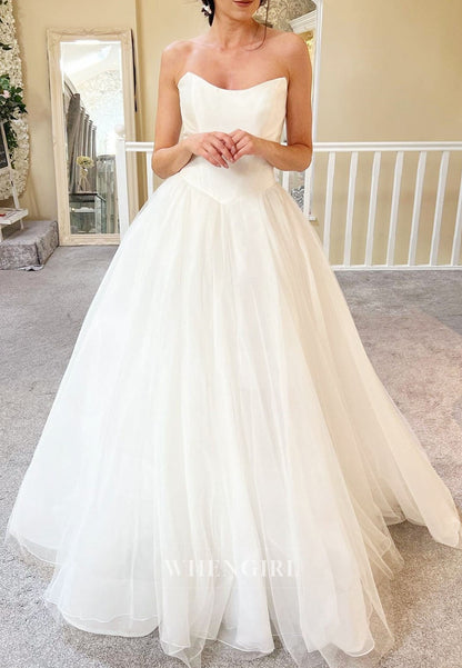 Strapless Basq Waist Ball Gown Wedding Dress
