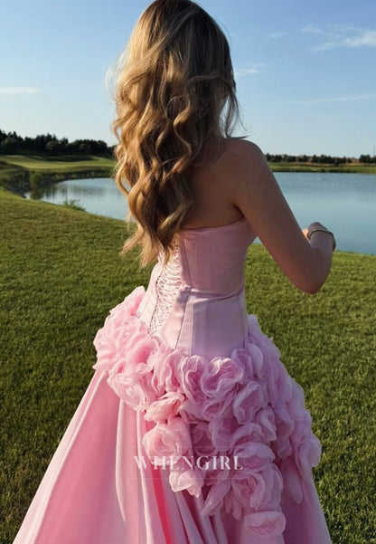 A-Line Gown with 3D Floral Waist Detail