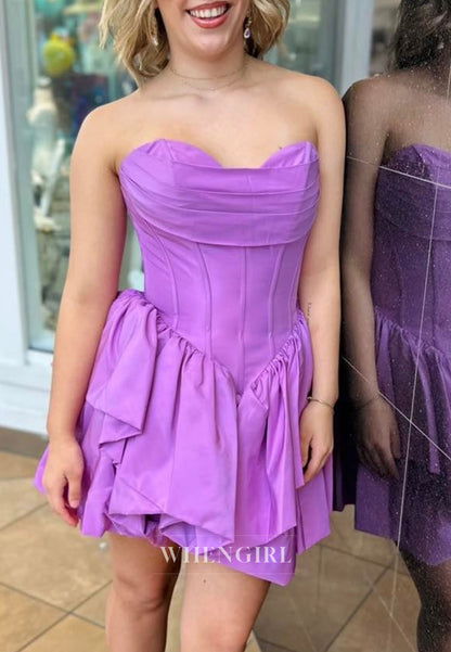 Strapless Sweetheart Mini Dress with Tiered Ruffle Skirt