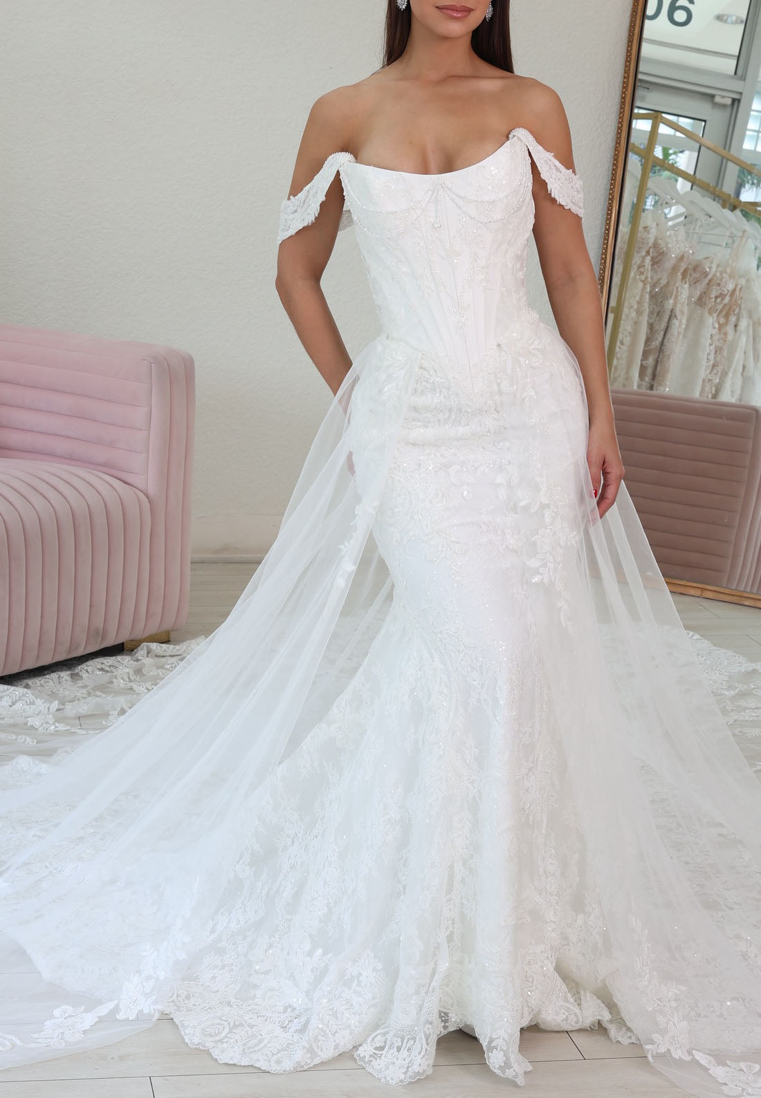 Corset Mermaid Lace Wedding Dress with Train