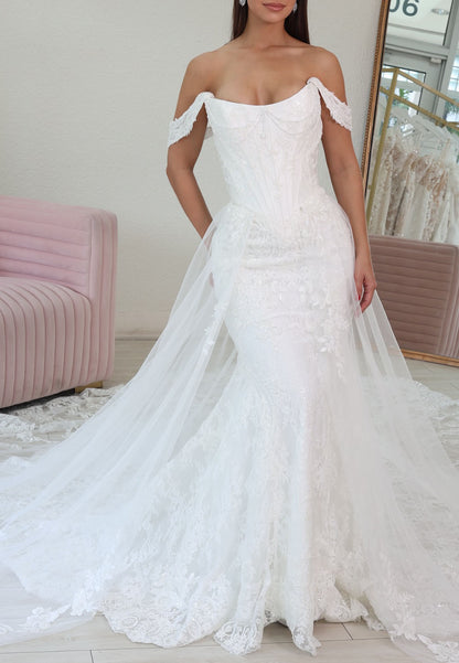 Corset Mermaid Lace Wedding Dress with Train