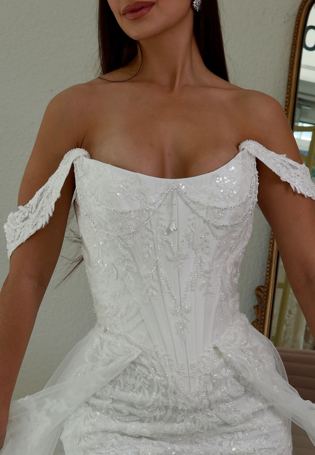 Corset Mermaid Lace Wedding Dress with Train