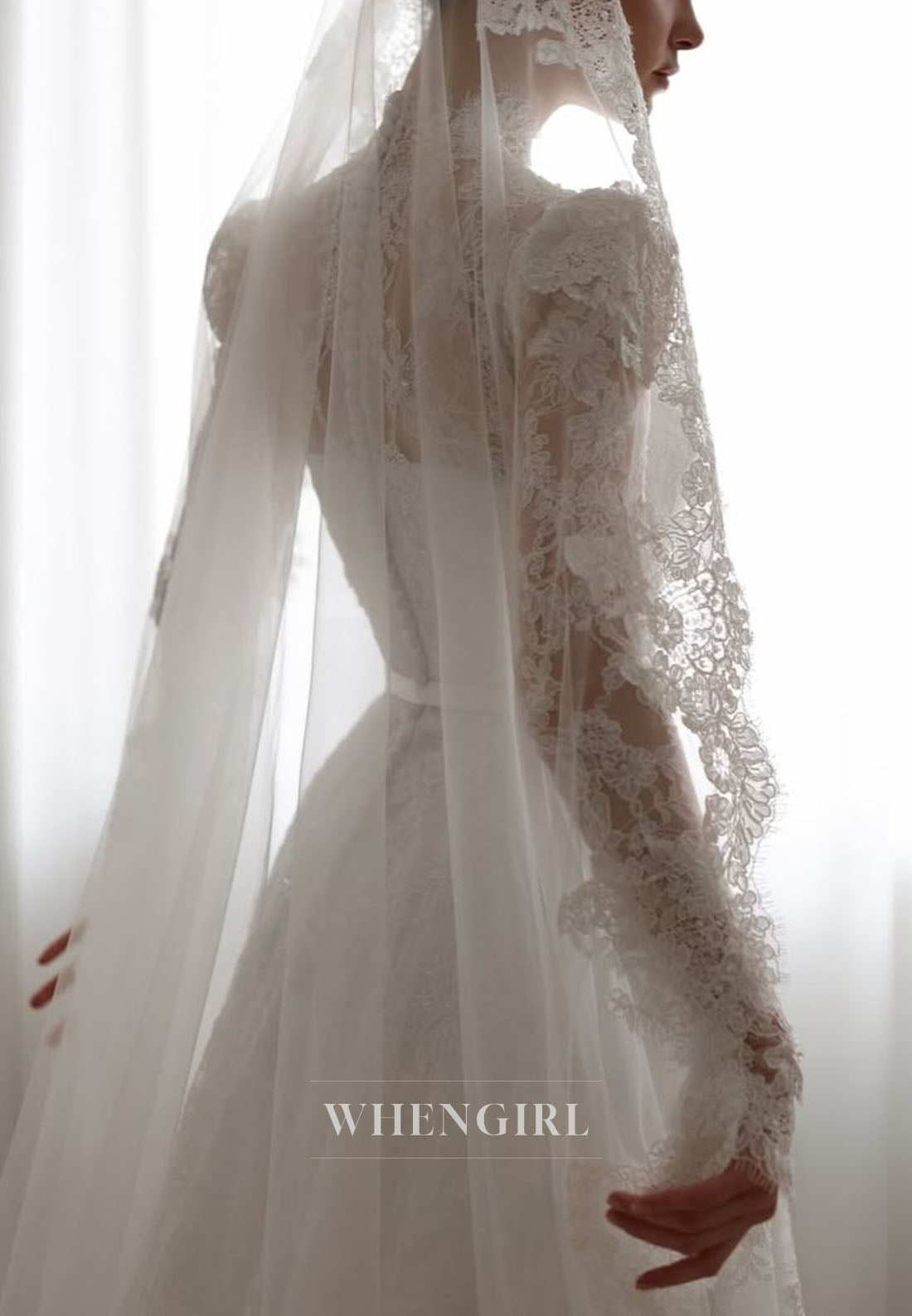 High Neck Lace A-Line Wedding Dress
