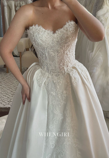 Lace and Satin Ball Gown Wedding Dress