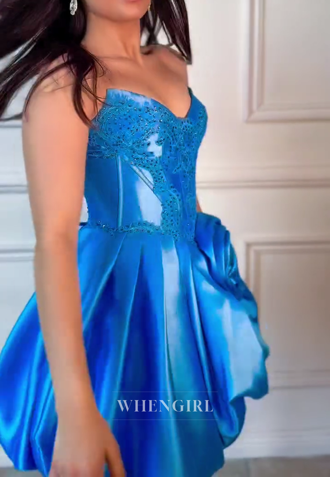 Strapless Corset Mini Dress with 3D Rose Detail