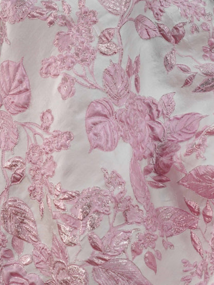 Floral Jacquard A-Line Tea-Length Dress with Pockets