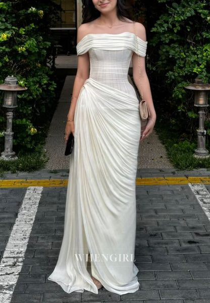 Off-the-Shoulder Corset Drape Maxi Gown