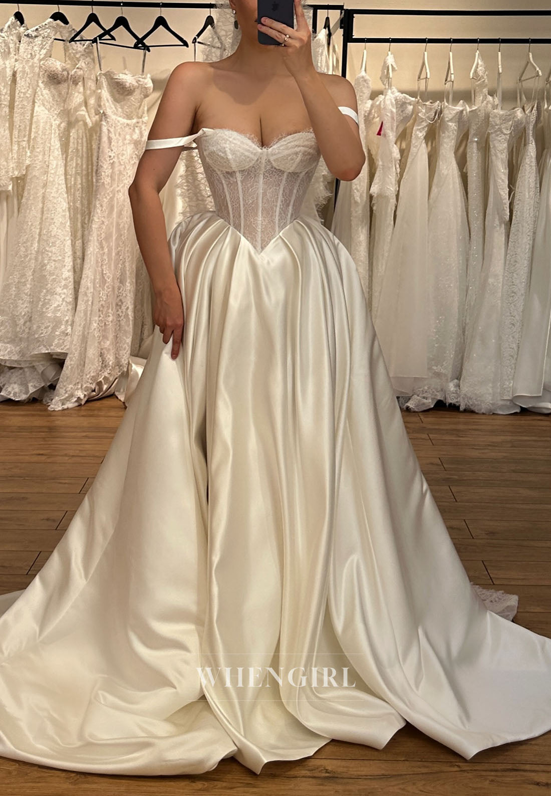 Lace Corset Ball Gown Wedding Dress with Slit