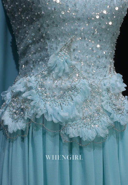 Beaded Sweetheart Chiffon Gown with Cape Back