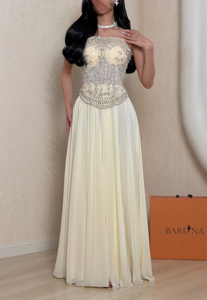 Strapless Beaded Corset Evening Gown