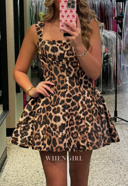 Square Neck Fit and Flare Mini Dress