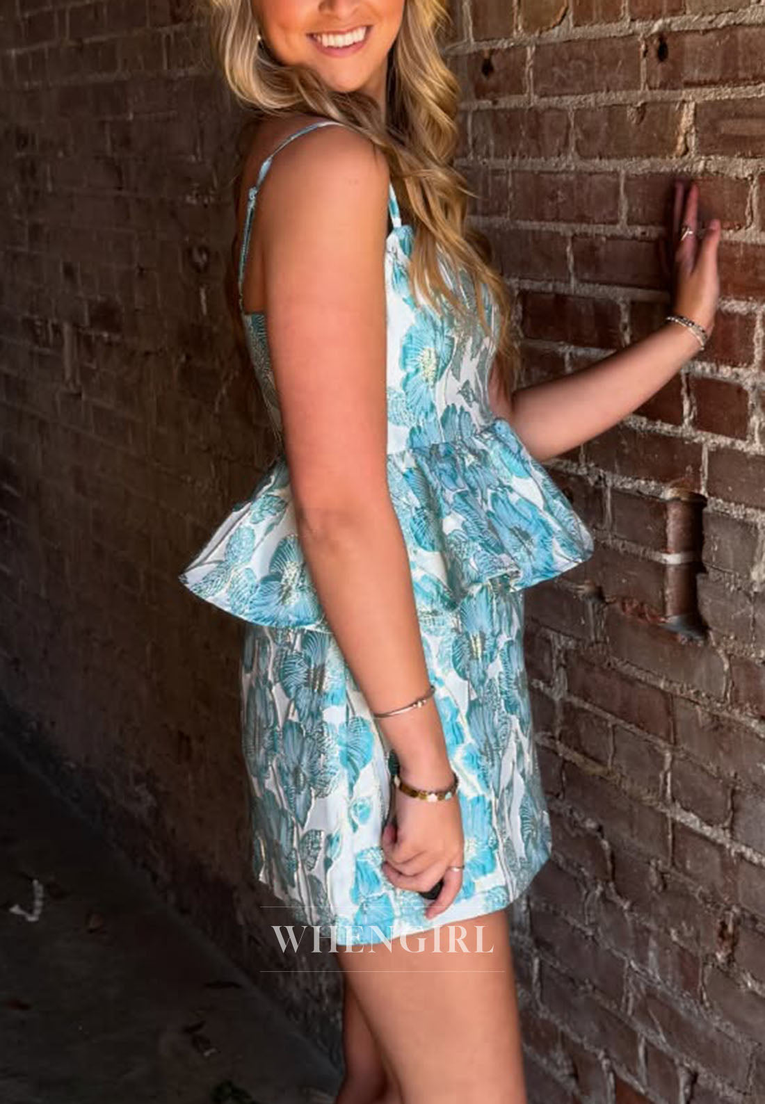 Floral Jacquard Peplum Two-Piece Set