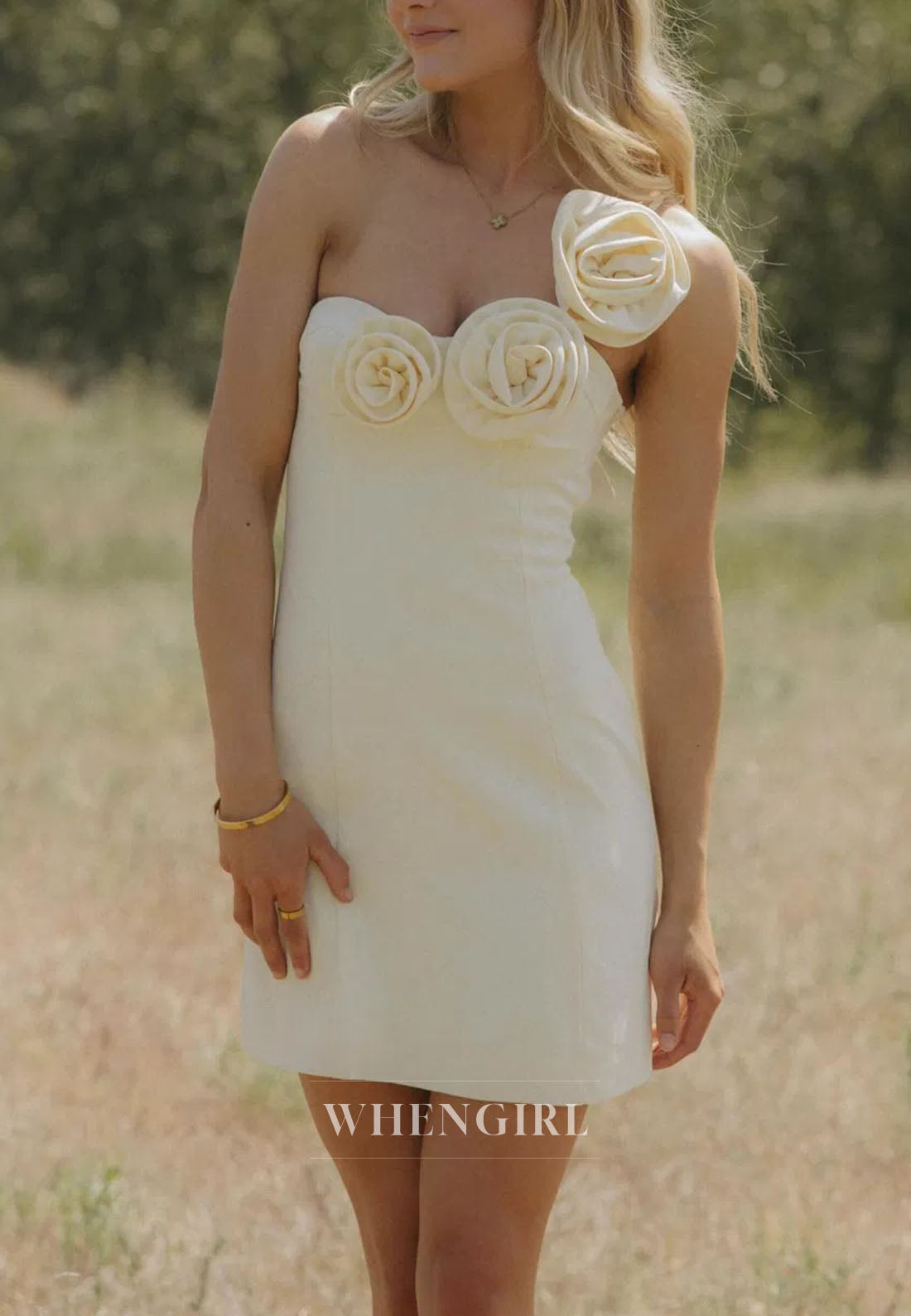 Strapless 3D Floral Applique Mini Dress