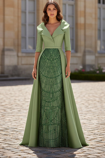 Off-Shoulder Sequin Detail Evening Gown with Overskirt